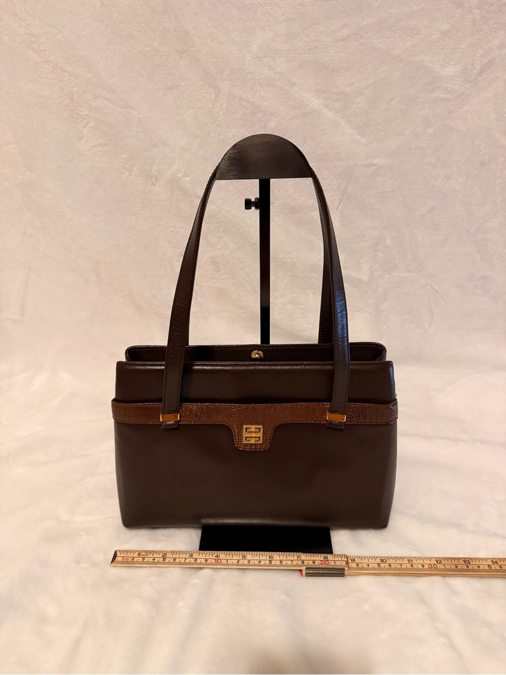 Vintage Givenchy Brown Leather 4G Logo Shoulder Bag